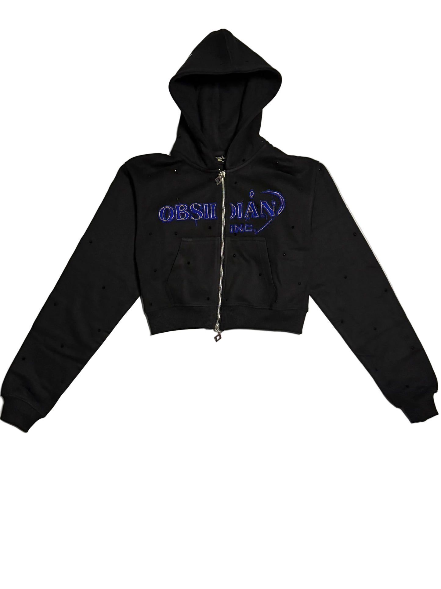 Women's Cropped Obsidian Zip-Up Hoodies
