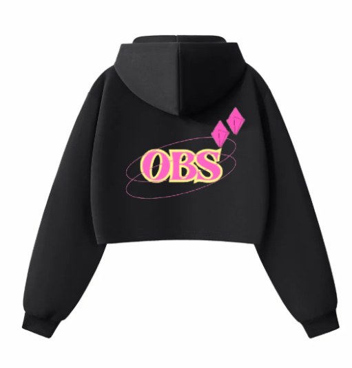 Pre-Order Women's Cropped Obsidian Zip-Up Hoodie