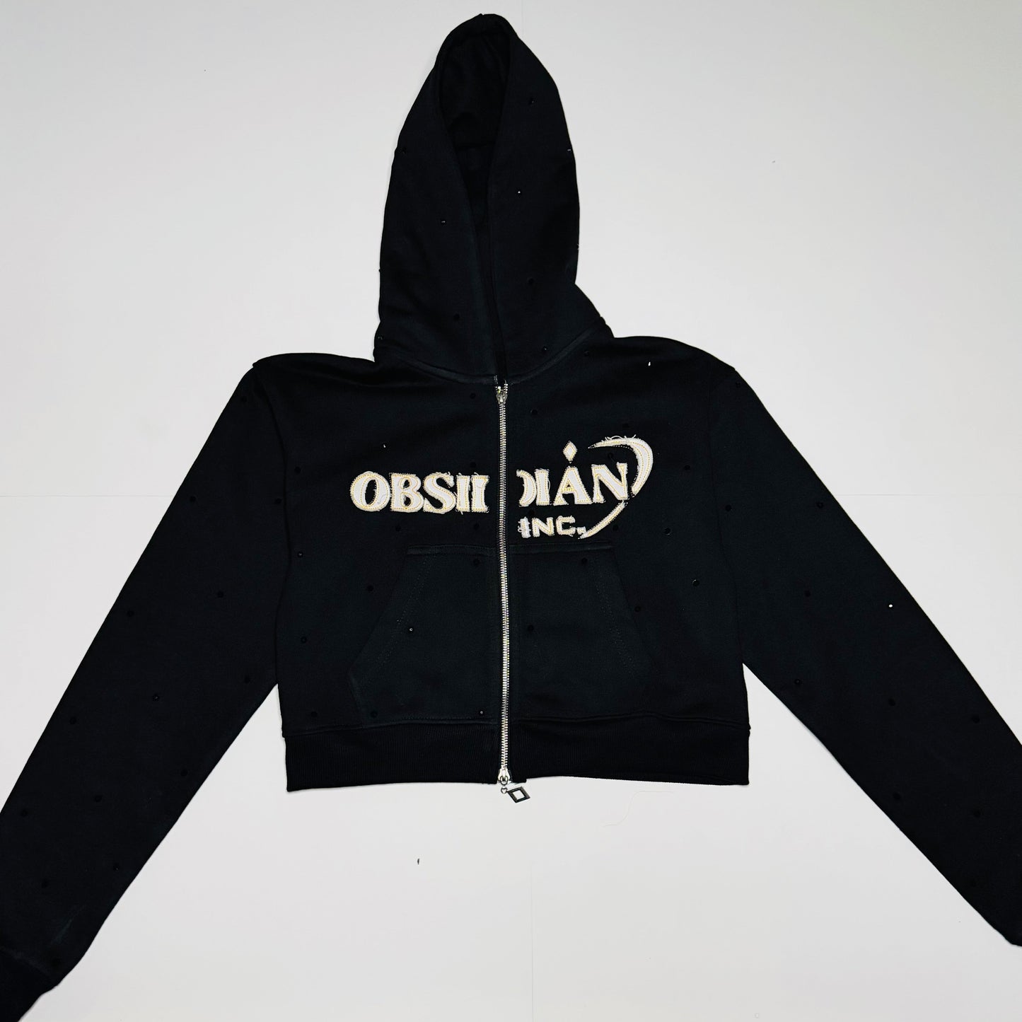 Women's Cropped Obsidian Zip-Up Hoodies