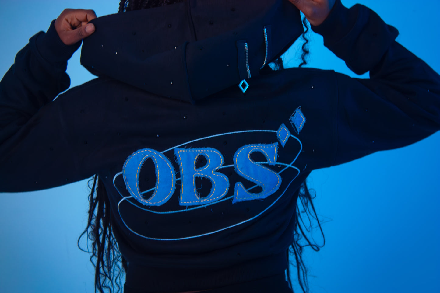 Women's Cropped Obsidian Zip-Up Hoodies