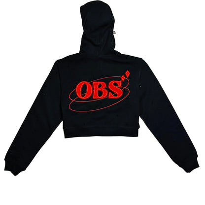 Women's Cropped Obsidian Zip-Up Hoodies