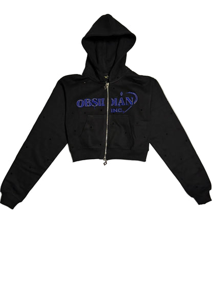 Women's Cropped Obsidian Zip-Up Hoodies
