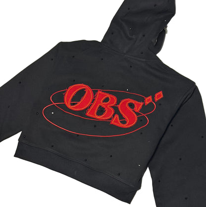 Women's Cropped Obsidian Zip-Up Hoodies