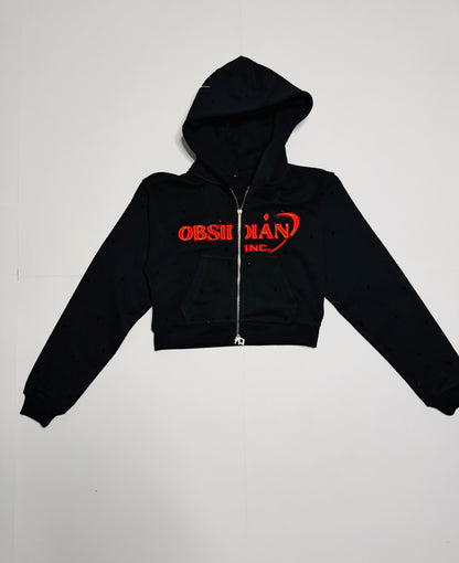 Women's Cropped Obsidian Zip-Up Hoodies