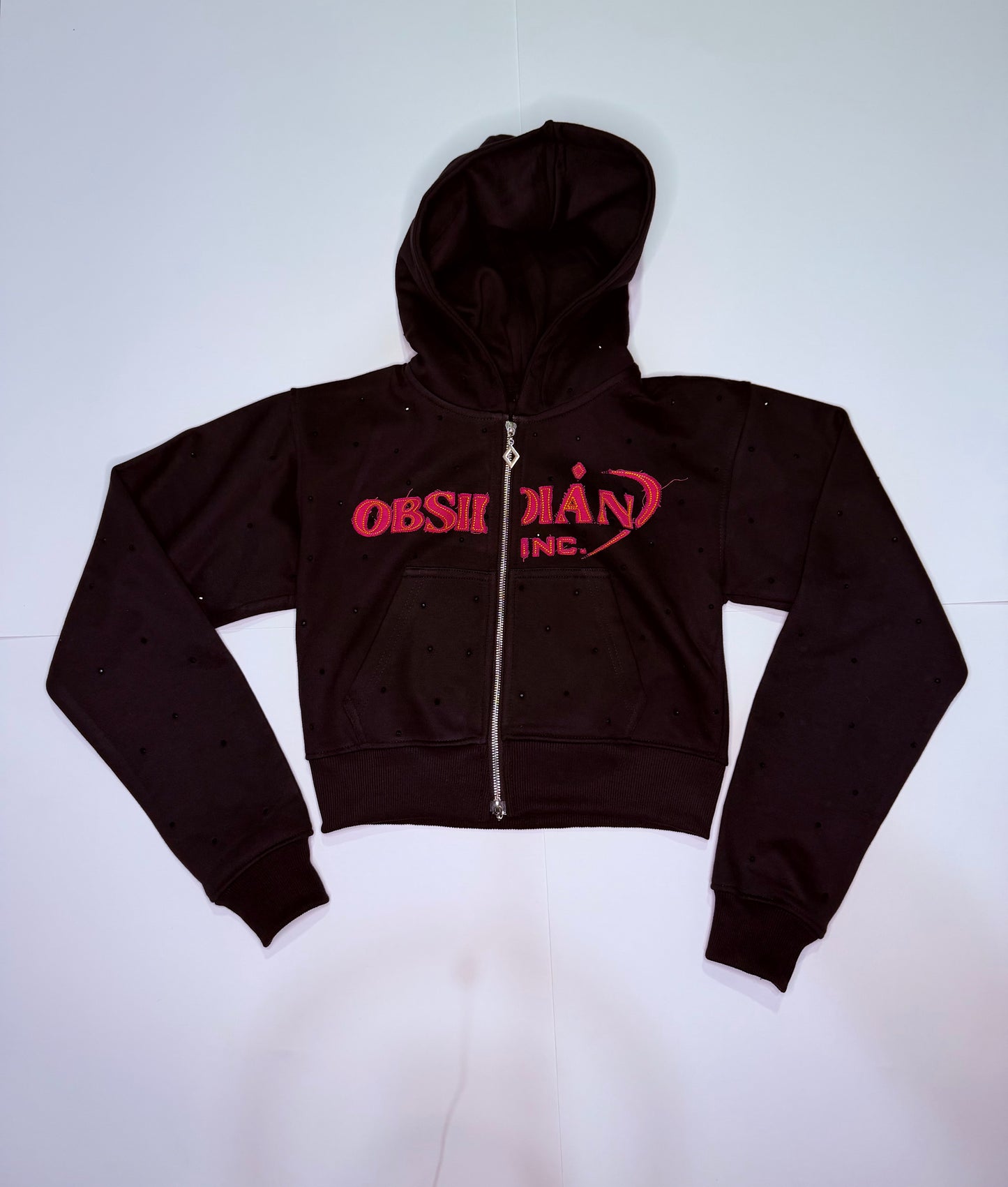 Pre-Order Women's Cropped Obsidian Zip-Up Hoodie