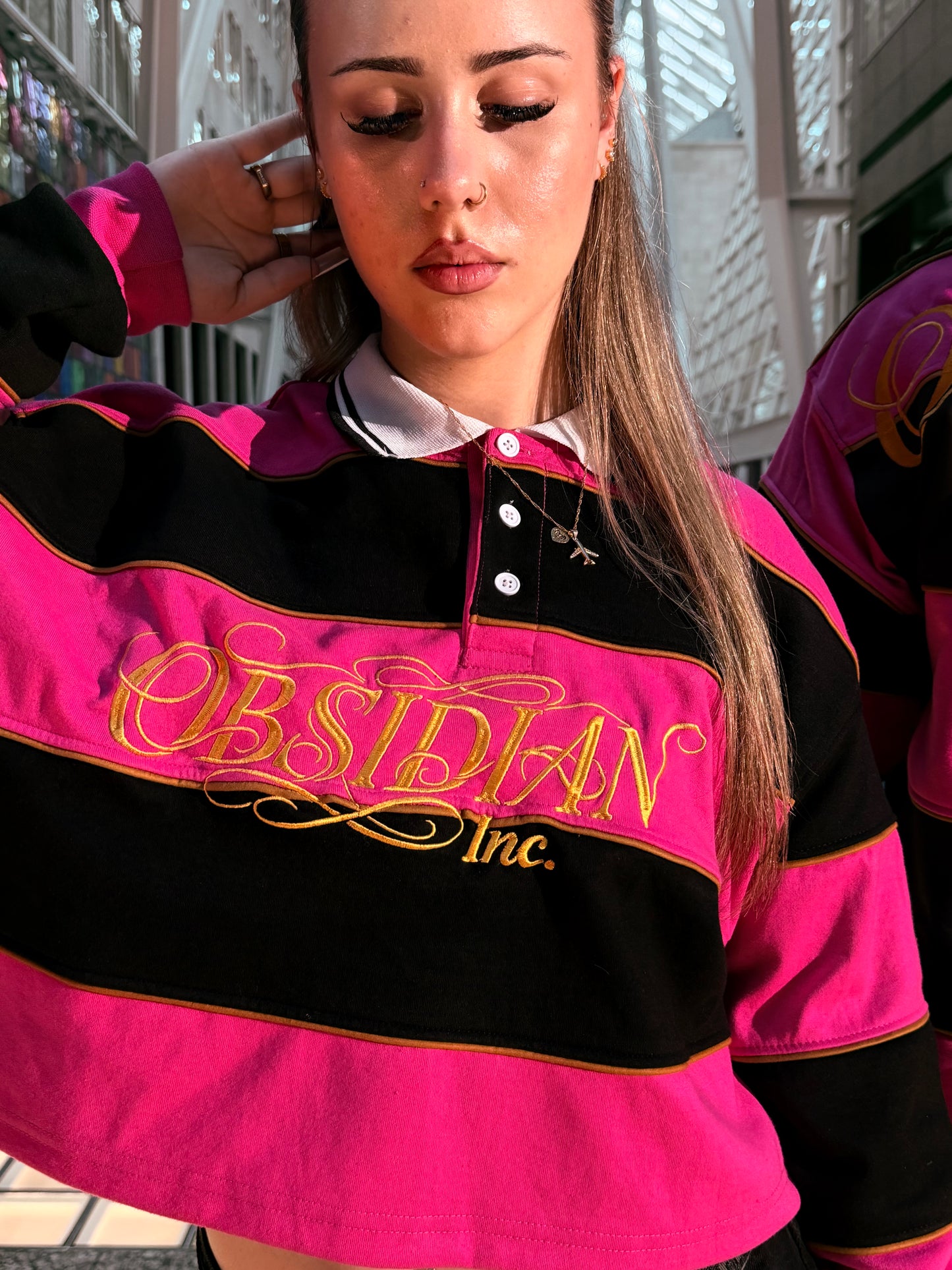 Women’s cropped Obsidian polo