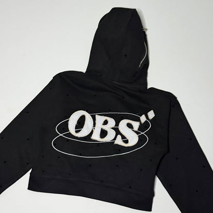 Women's Cropped Obsidian Zip-Up Hoodies
