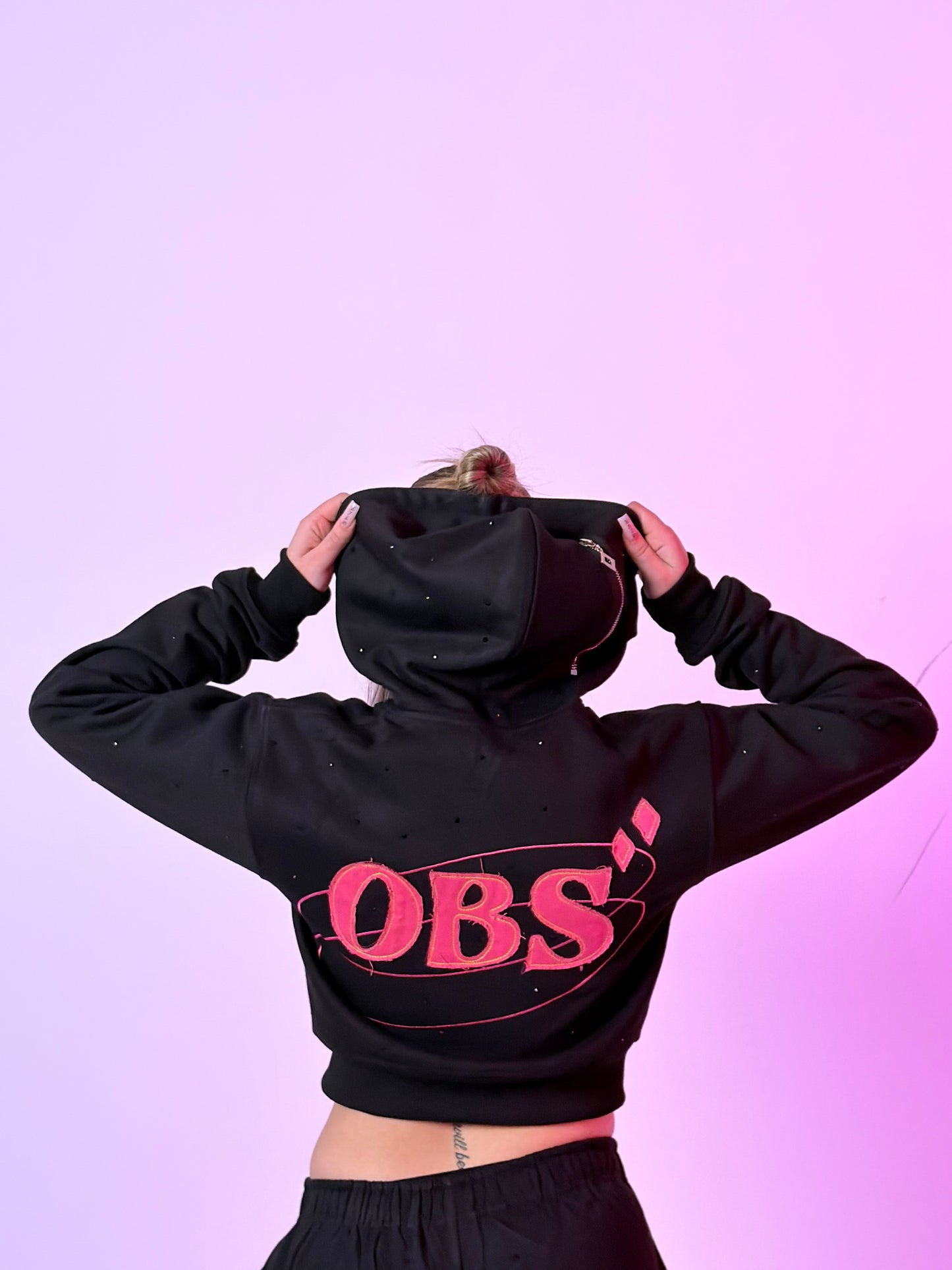 Pre-Order Women's Cropped Obsidian Zip-Up Hoodie