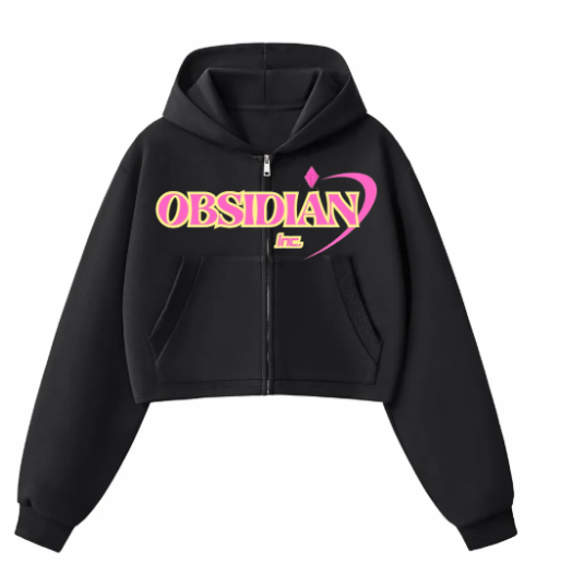 Pre-Order Women's Cropped Obsidian Zip-Up Hoodie